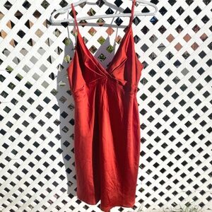 Burnt Orange Plunge Neck Slip Dress